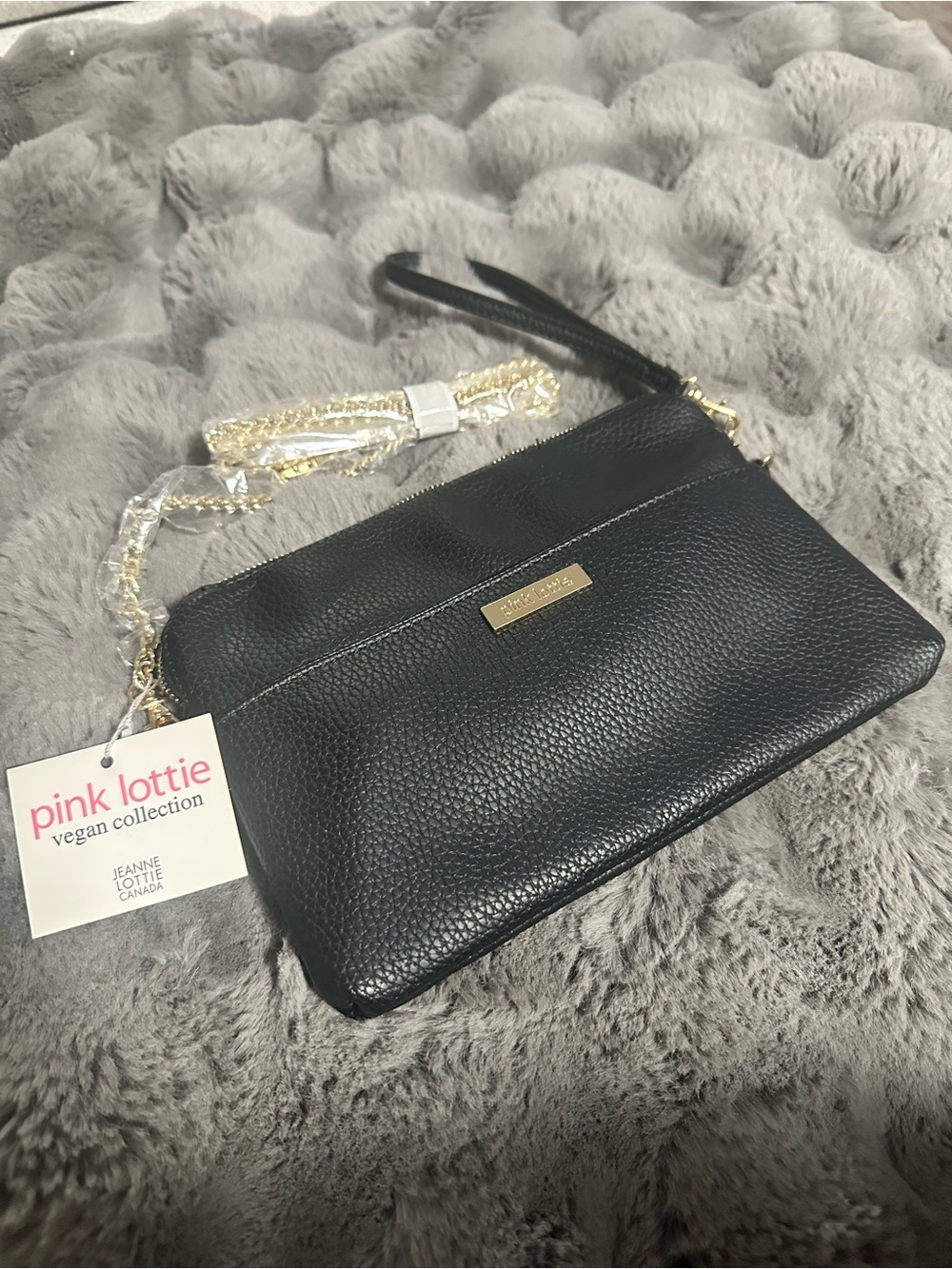 Black Vegan Leather Wristlet Clutch/Crossbody